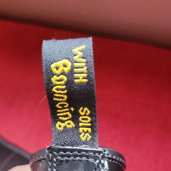 Doc Marten Womens High Gloss Black with Burgundy Laces Boots - Picture 7 of 8